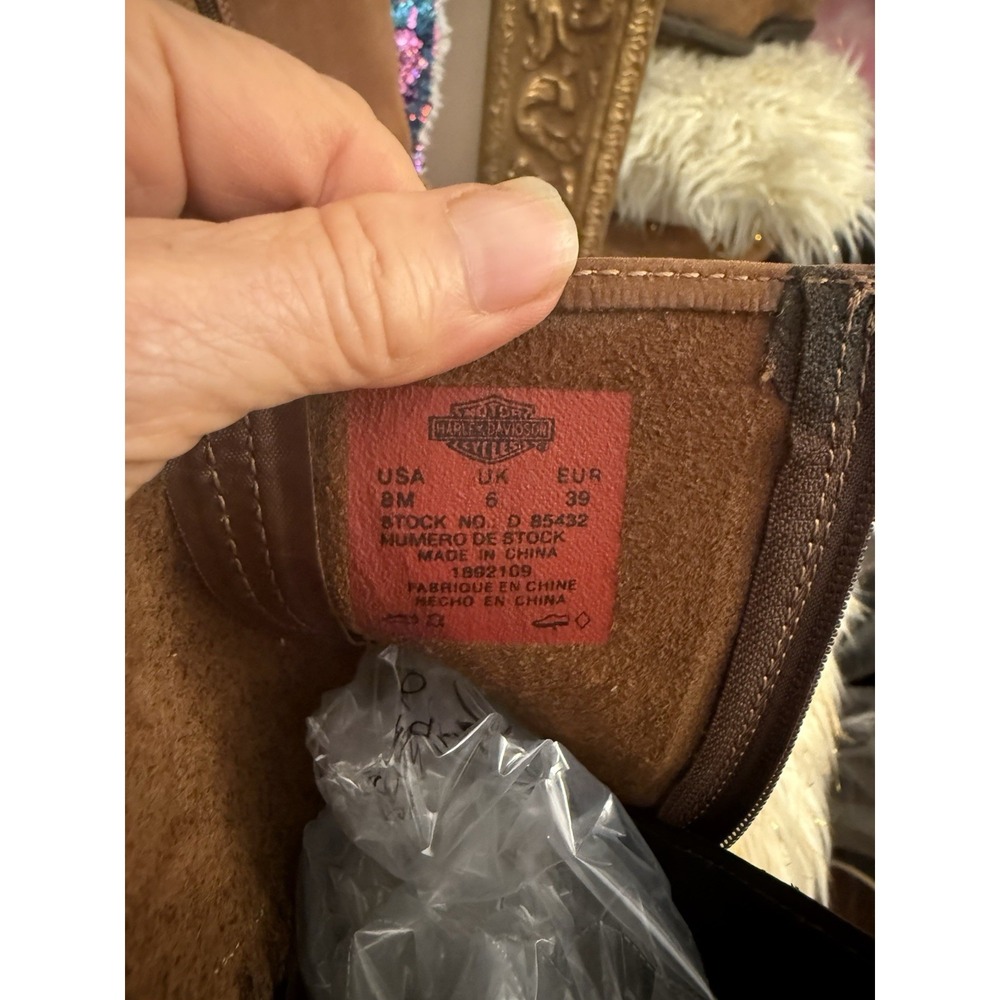 Harley-Davidson W Auburn Harness Brown Leather Stud Zippered Motorcycle Boot 8 - Picture 14 of 16